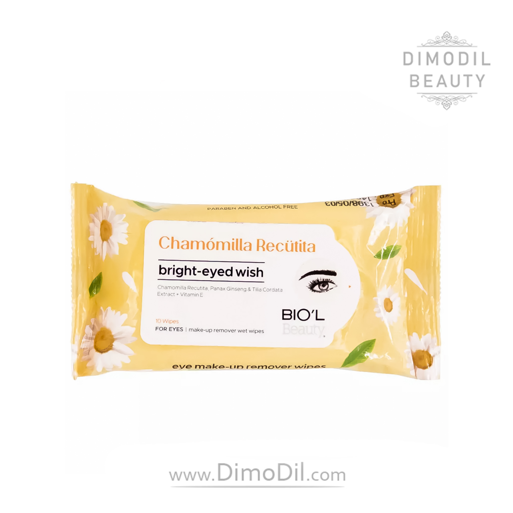 دستمال مرطوب 10 برگی پاک کننده آرایش چشم بیول مناسب اطراف چشم BIOL