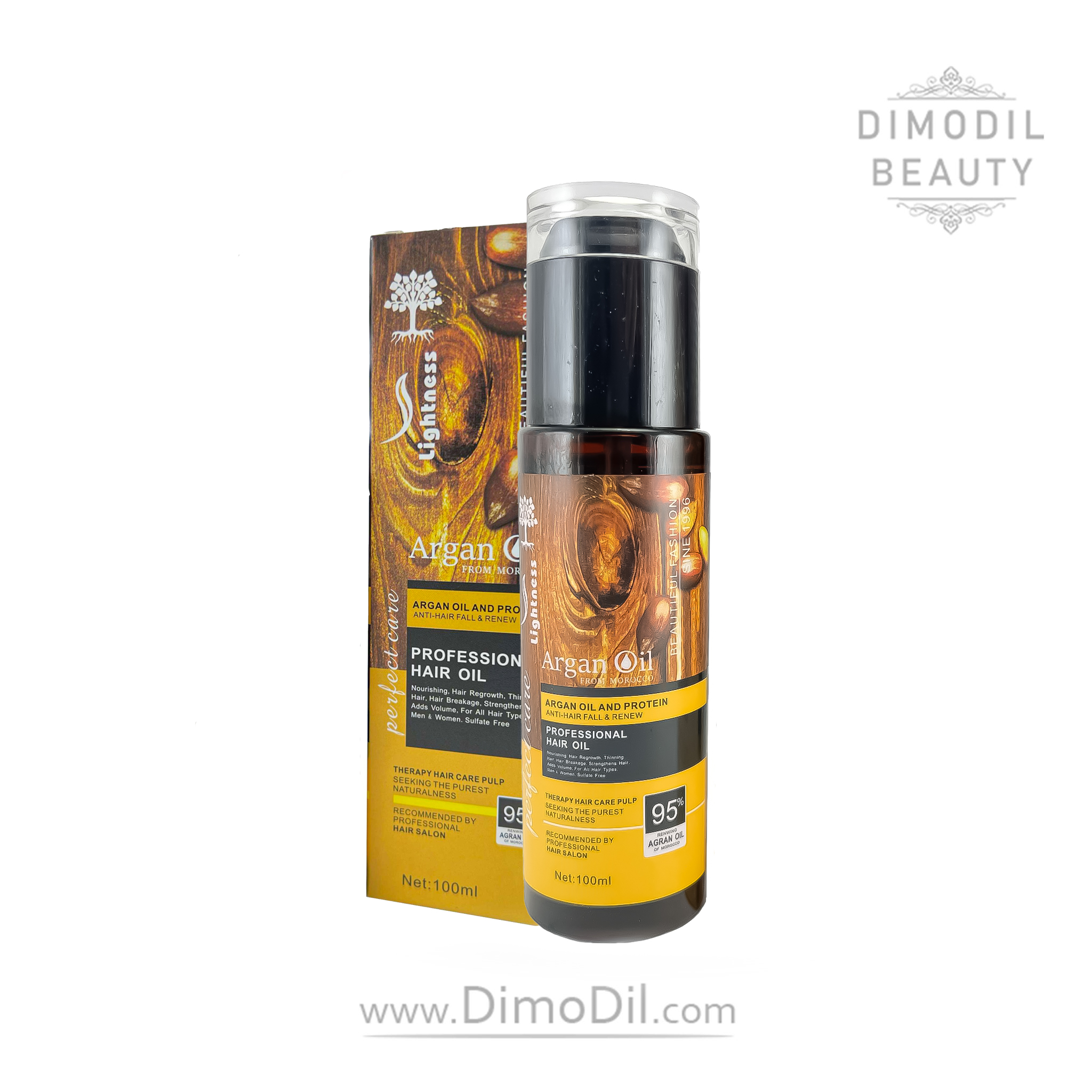 روغن مو آرگان بدون سولفات لایتنس lightness میل 100